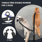 Uppetly Hands Free Double Dog Leash with Pouch, Dual Leash for 2 Dogs with Reflective Padded Handles, Durable Bungee and Lumbar Waist Belt for