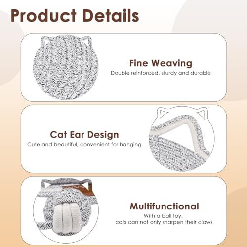 Cat Scratcher Mat, Natural Cotton Rope Cat Scratch Pad, 15.7'' Round Horizontal Floor Cat Scratching Pads for Indoor Cats, Cat Furniture Protector for Wall, Couch, Carpets, Sofas