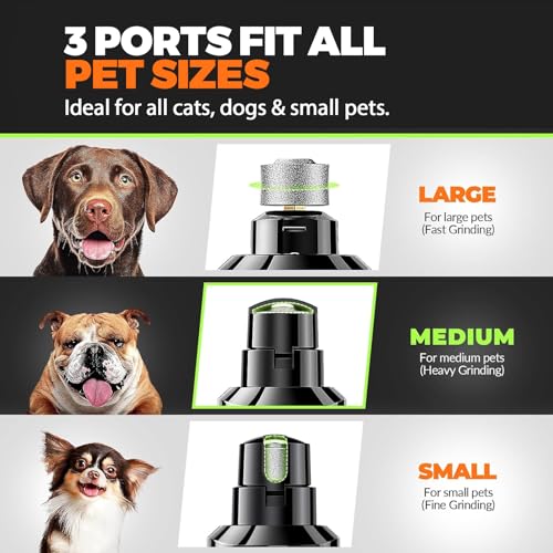 Whisper Quiet Dog Nail Grinder with 4 LED Lights, Safe & Stress-Free for Sensitive Dogs Cats of All Breeds & Sizes, 3 Grinding Bits, 3-Speed, Pet Nail Trimmers, Rechargeable Painless Grooming Kit