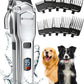 oneisall Dog Clippers for Grooming for Thick Heavy Coats/Low Noise Rechargeable Cordless Pet Shaver with Detachable Stainless Steel Blade/Waterproof Dog Shaver for Dogs Pets and Animals (Silver)