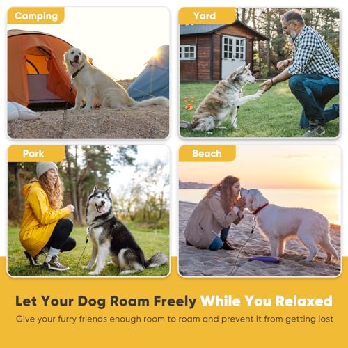 Petbobi Heavy-Duty Dog Tie-Out Cable - 20FT Extra Strong Wire Cable for Large Pets Up to 300Lbs, Rust Proof Dogs Leash with Carabiners and 360°