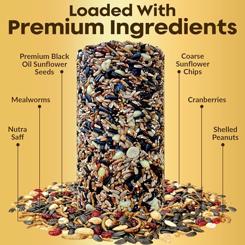 Cardinal Bird Seed Cylinders with Hole – Premium Cardinal Bird Seed Mix Curated for Cardinals & Also Loved by Blue Jays & Woodpeckers – Long Lasting, All Natural, No Fillers, USA Made (4" x 7.75")