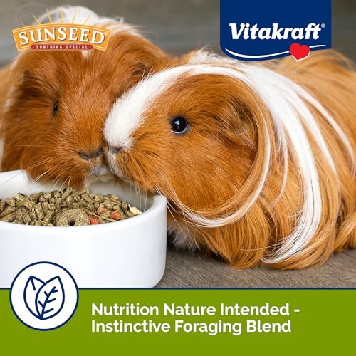 Sunseed Vita Prima Guinea Pig Food 4 lbs. with Timothy Hay, Alfalfa, Vegetables, Seeds Grains, and Added Vitamin C for Wholesome Daily Nutrition and Enriched Small Animal Diet
