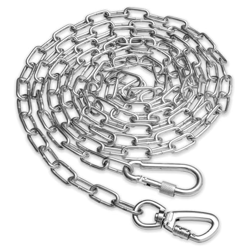 Heavy Duty Dog Chain for Yard-15FT Metal Dog Chain Leash Chew Proof,Long Dog Lead for Outside with Strong Swivel Hook,Outdoor Dog Runner for