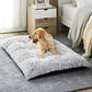 BFPETHOME Dog Beds for Large Dogs, Plush Dog Crate Bed Fluffy Cozy Kennel Pad for Sleeping &Ease Anxiety, Washable Pet Mats with Anti-Slip Bottom for Large Dogs, Grey