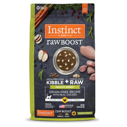 Instinct Raw Boost Healthy Weight, Natural Dry Cat Food with Freeze Dried Pieces, Grain Free Recipe - Real Chicken, 10 lb. Bag