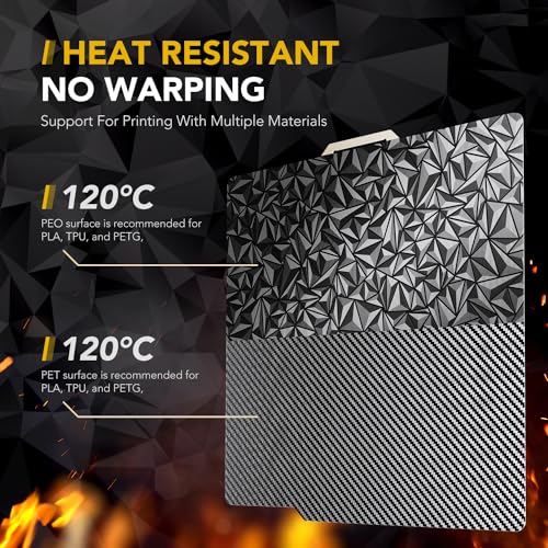 3D Printer Build Plate for Bambu Lab X1 X1C X1E P1P P1S A1, 3D Printer Accessories PET+PEO Dual Texture 257x257mm, Flexible Spring Steel Hot Bed Platform Sheet