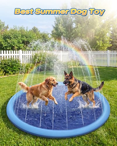 Raxurt Non-Slip Splash Pad for Kids and Dog, 67'' Splash Pad Thicken 0.58mm for Kids Ages 4-8 Toddler Baby Splash Sprinkler Pad Dog Pool Summer