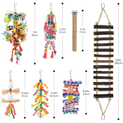 KATUMO Bird Toys, Parakeet Swing Parrot Ladder Cockatiel Perch Conure Hanging Bell Toys for Parakeet Conure Cockatiel Mynah Love Bird Small Birds