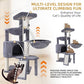 Xin Three Layer Cat Tree with Cat Condo and Two Hammocks,Grey