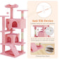 Sweetcrispy 54 Inch Cat Tree Tower, Multi-Level with Cat Scratching Post, Indoor Cat Condo with Climbing Ladder, Plush Toy, Play House for Cat, Pink