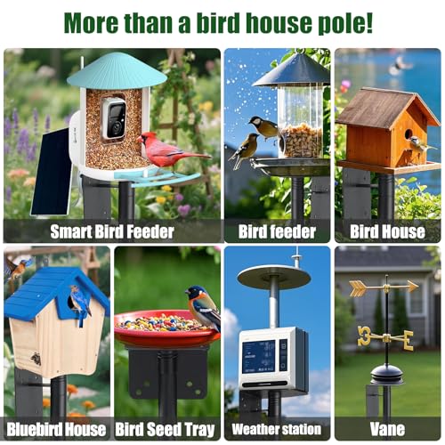 Heavy Duty Bird Feeder Pole - 88" Adjustable Bird House Stand Outdoor, Anti-Tip Auger & Stable Mount for Smart Camera Birdfeeder,Bluebird House, Bird Buddy, Birdfy