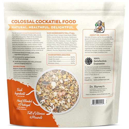 Dr. Harvey's Colossal Cockatiel Blend, All Natural Daily Food for Cockatiels (4 pounds)