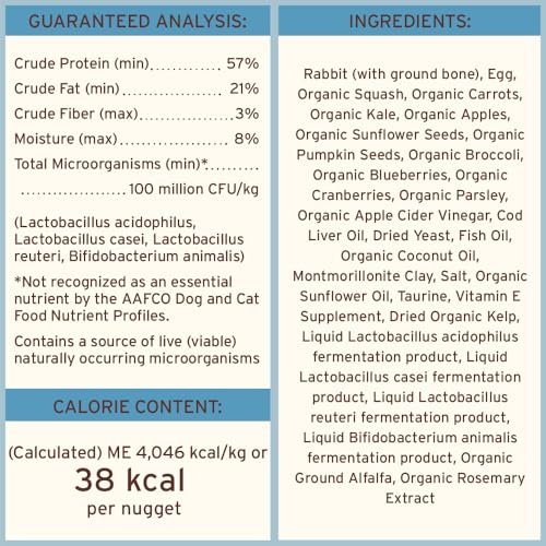 Primal Freeze Dried Raw Cat Food Nuggets Rabbit, Complete & Balanced Meal or Topper, Premium, Healthy, Grain Free, High Protein Raw Cat Food with Probiotics (14 oz)