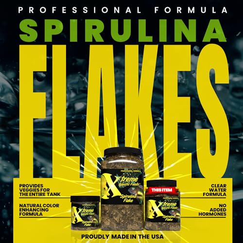 Xtreme Spirulina Flakes - Balanced Herbivorous Diet for Tropical and Marine Fish, Enhanced Health, Vibrant Colors - USA Farm Grown - Ideal for Cichlids, Barbs, Tetras and Guppies (3.5oz)
