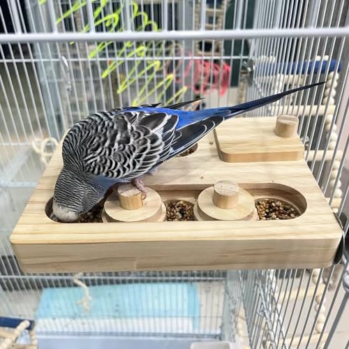 FlidRunest Wooden Bird Foraging Puzzle Toys for Parrots, Parakeet, Cockatiel, Sun Conures - Birds Interactive Mental Enrichment Toy, B ird Seed Slow Feeder Toy for Cage