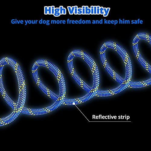 Dog Tie Out Cable for Camping - 50ft/70ft/100ft Portable Reflective Overhead Trolley System for Dogs up to 300lbs - Dog Lead for Yard Camping | Parks