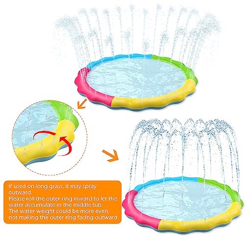 Jasonwell Splash Pad Sprinkler for Kids Splash Play Mat Outdoor Water Toys Inflatable Splash Pad Baby Toddler Pool Boys Girls Children Outside