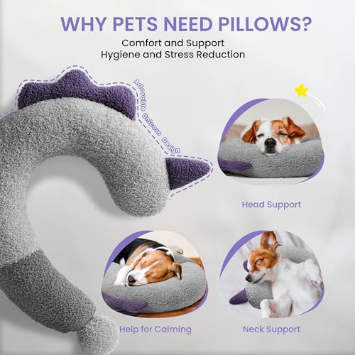 HiPetpy Dog Calming Pillow - Soft Neck Pillow for Dogs, Washable Sleep Pillow for Better Sleep, Reduces Anxiety, Gift for Small/Medium/Large Dogs and