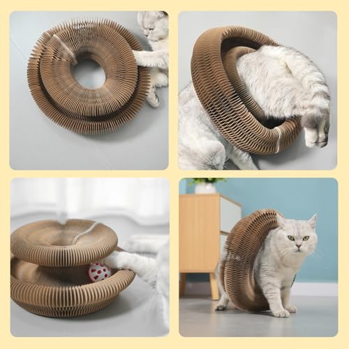 Kitty Curls Cat Toy,Magic Organ Cat Toy,Magic Organ Cat Scratcher Board,Foldable Recyclable Cat Accordion Toy for Indoor Cat Playing,Interactive Scratch Pad with Toy Ball(1 Pack)