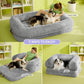LE SURE Foldable Human Dog Bed - 3 in 1 Flexible Giant Human Dog Bed for Adult People with Supportive Bolster Egg Foam, Waterproof Liner, Calming Fluffy Faux Fur Orthopedic Big Bean Bed, Soft Grey