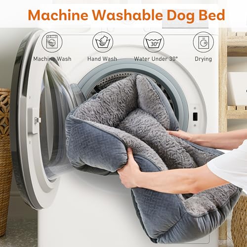 Dog Bed for Small Dogs Washable, Super Soft Durable Cat Bed, Warming Soft Calming Puppy Bed Pet Bed with Anti-Slip Bottom, Grey, 20 x 19 x 6inch