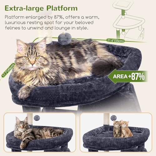 Globlazer Giant Cat Tree, 83 inch Cat Tree for Indoor Cats Large Adult, XXL Cat Tower with 9 Scratching Posts for 20lb+ Heavy Duty Large Adult Cats, F83, Dark Grey