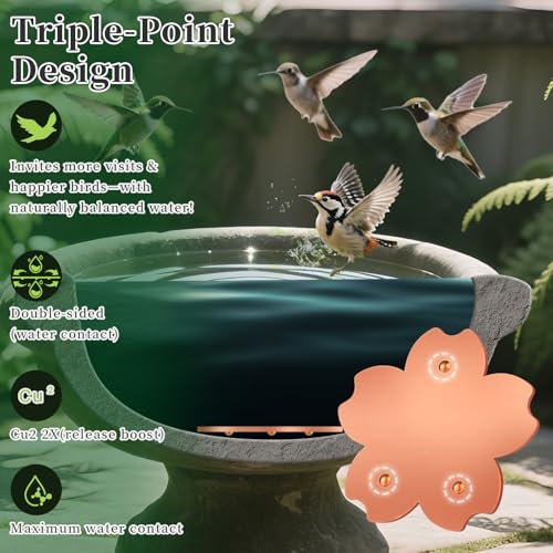 Bird Bath Copper Disk, 99.9% Pure Copper Cleaner Disc Plate 0.6mm Reinforced for Outside Physical Safe Water Purification Bird Bowls Birdbaths Solar Maintenance All-Season