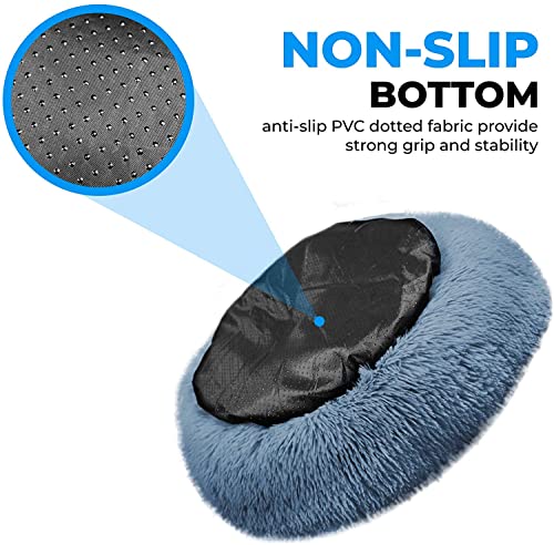 Whiskers & Friends Cat Bed, Cat Beds for Indoor Cats Washable, Orthopedic Soft Fluffy Round Calming Pet Bed for Small to Large Kitty Kittens & Dogs, Small Dog Beds & Furniture