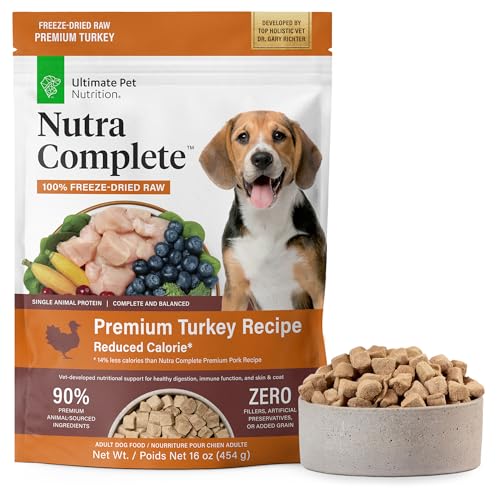 ULTIMATE PET NUTRITION Nutra Complete Reduced Calorie, 100% Freeze Dried Raw Veterinarian-Formulated Premium Adult Dog Food (1 Pound, Turkey)