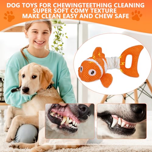 Squeaky Dog Toys, Durability Interactive Tug of War Puppy Toys for Indoor and Outdoor Play - Stuffed Pet Dog Toys with Soft Fabric Suitable for