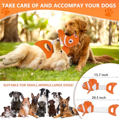 Squeaky Dog Toys, Durability Interactive Tug of War Puppy Toys for Indoor and Outdoor Play - Stuffed Pet Dog Toys with Soft Fabric Suitable for