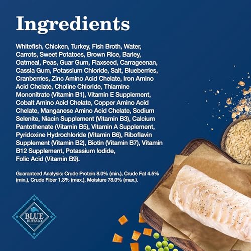 Blue Buffalo Homestyle Recipe Adult Wet Dog Food, Made with Natural Ingredients, Fish & Sweet Potato Dinner with Garden Vegetables, 12.5-oz can (Pack of 12)