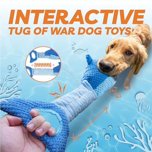 LEGEND SANDY Large Squeaky Dog Toys to Keep Them Busy, Interactive Plush Dog Toy,Crinkle Tug of War Dog Chew Toy for Small, Medium, and Large Dogs