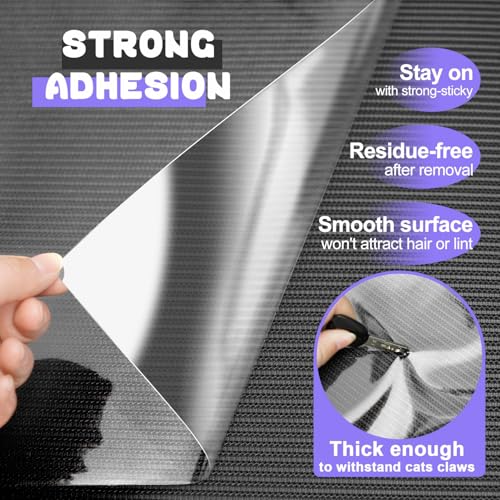 JINVOGREEN Large Cat Scratch Furniture Protector, 18 Pcs Clear Anti Cat Scratch Protector, Self-Adhesive Furniture Cat Scratch Protector, 17in