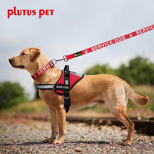 Plutus Pet Service Dog Leash with Soft Neoprene Padded Handle,Printed in Large Letters on Both Sides,4ft Long，Red，3/4" Wide for Medium Dogs