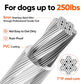 Tresbro 15FT Reflective Tie Out Cable for Dogs Up to 250 Pounds, Steel Wire Lead Leash Cable with Stainless Dual Fix Buckle, Lightweight and