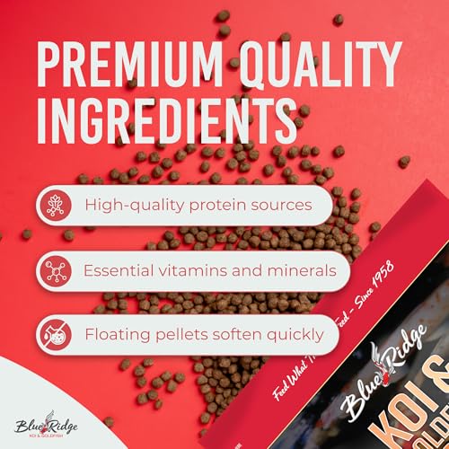 Blue Ridge Koi Fish Food 5lb - Cool Water Wheat 3/16", Fall and Winter Floating Pond Pellets, Ponds Fish Food