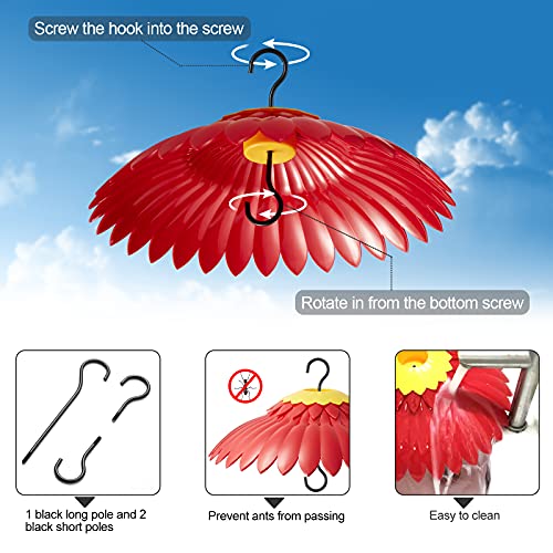 Beserie Squirrel Baffle Hummingbird Feeder Shade Cover Dome Shield Hang from Bird Feeders for Outdoors Squirrel Proof Protect Feed Red Yellow Attract Hummingbirds Moat Proof-14inch(Red)