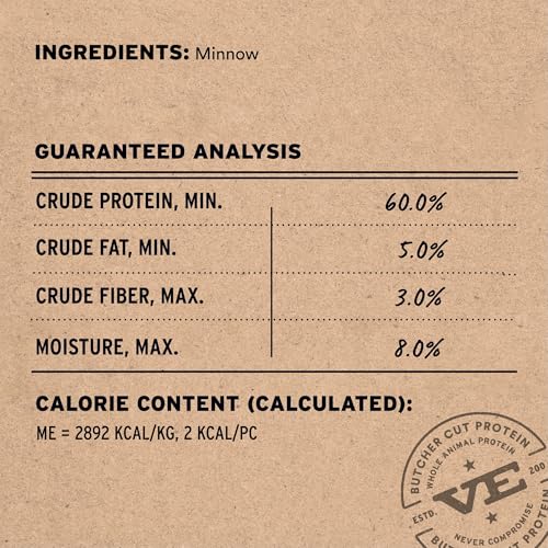 Vital Essentials Freeze Dried Minnows Cat Treats | Single Ingredient | Premium Quality | Grain Free, Healthy Treats for Cats, 1 oz Bag