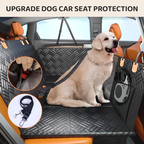 PROZAR Dog Car Seat Cover for Back Seat, Hard Bottom Back Seat Extender for Dog, Back Seat Pet Cover for Dogs - Supports 400lbs, Waterproof Heavy Duty Scratch Dog Hammock for Car SUV and Small Truck