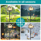 108 Inch Bird Feeder Pole Squirrel Proof, Heavy Duty Bird House Pole, Adjustable Bird Feeder Stand with 5 Shepherds Hooks, 2 Mental Trays, Hummingbird Swing