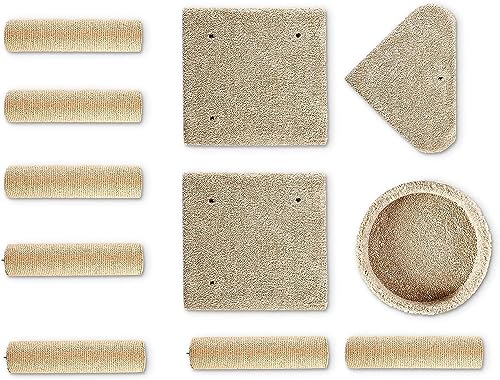Basics Cat Tree Tower - Multi-Level Climbing Activity Center for Indoor Cats & Kittens with Scratching Posts, Platform, Jute Rope, Large (45.9"H), Beige
