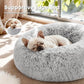 Love's cabin Calming Cat Bed for Indoor Cats, Anti-Anxiety Donut Round Dog Bed, Fluffy Faux Fur Washable Pet Bed for Small Medium Dogs and Cats