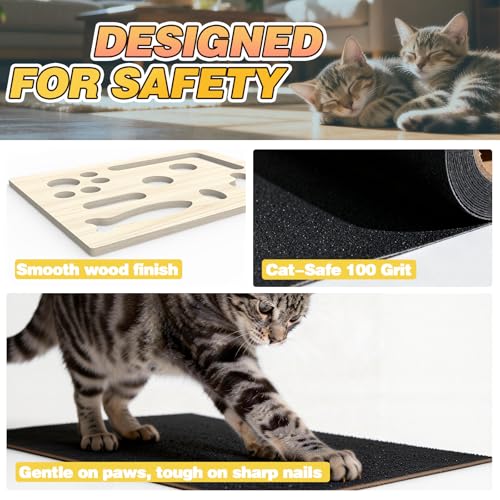 Cat Scratch Puzzle Enrichment Box, Interactive Cat Nail File Box with Sandpaper Liner for Cat Claw Care, Cat Scratch Puzzle Box - Stress Free