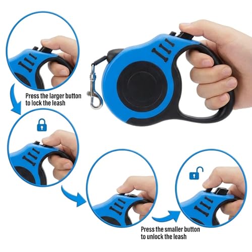PETIMP Retractable Dog Leash Lightweight 16FT Leash Set | with Folding Bowl,Dispenser,Rubbish Bags, for Small Medium Dogs(Blue)