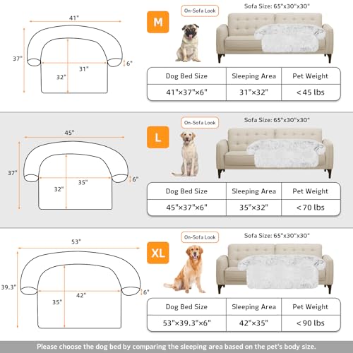 Calming Dog Bed Fluffy Plush Dog Mat for Furniture Protector with Removable Washable Cover for Large Medium Small Dogs and Cats (Large, Light Grey)