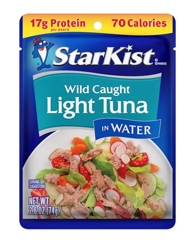 StarKist Light Tuna in Water Pouch (2.6 oz - 12 Pack) Ready to Eat, Wild Caught, High Protein Shelf Stable Seafood, Gluten Free, Soy Free, No Draining for Salads and Sandwiches
