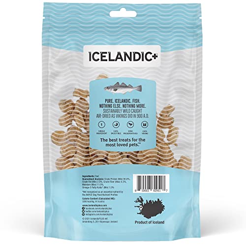 Icelandic+ Mini Fish Chips: Cod - 2.5oz Bag, Dog Treats, Wild-Caught & Air-Dried, Single Ingredient Crunchy Pet Snacks, Just The Fish Nothing Else