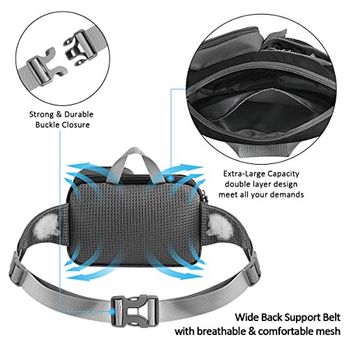 ETACCU Hands Free Dog Leash with Phone Pouch, Water Bottle Holder - Adjustable Waist Belt 19-38 Inch Belt Leash for Running, Reflective Shock